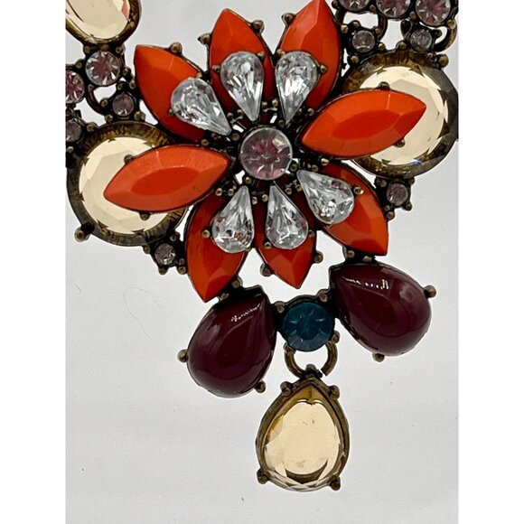 J Crew Multicolor Rhinestone Flower Adjustable Statement Necklace - Picture 9 of 9